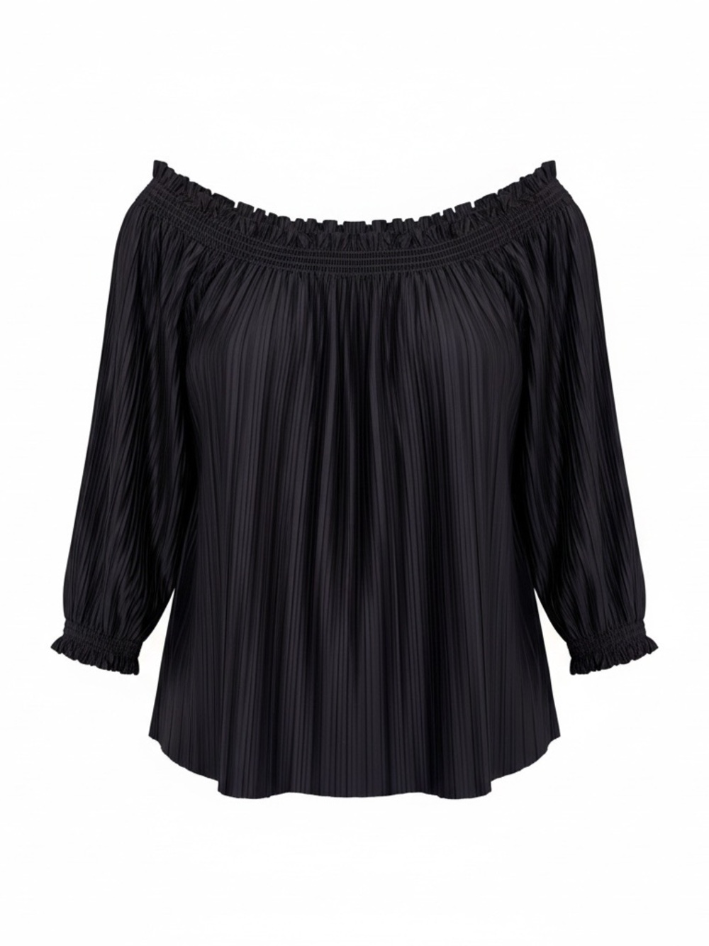 Banana Republic Black Off-the-Shoulder Pleated Blouse